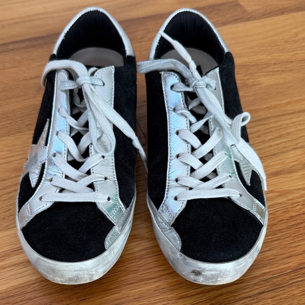 Golden Goose Black and Silver Archive Sneakers